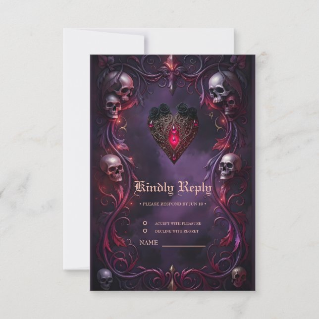 Vows Beyond the Veil – Gothic Wedding Art  RSVP Card (Front)