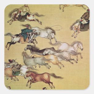 Voyage of Emperor Qianlong  detail from a Square Sticker