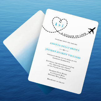 Voyage of Love Aeroplane Route Destination Wedding Invitation
