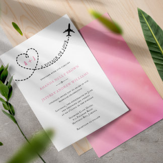 Voyage of Love Aeroplane Route Destination Wedding Invitation