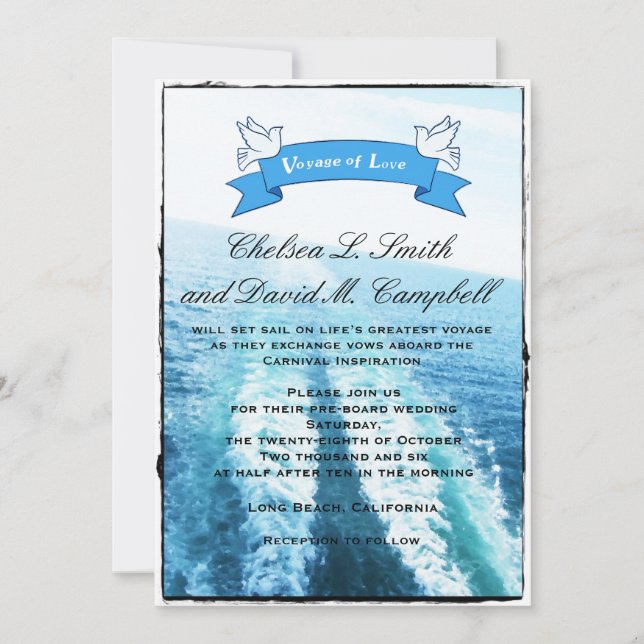 Voyage of Love|Cruise Ship/Destination Wedding Invitation (Front)
