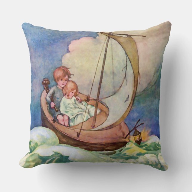 Voyage to Fairyland Vintage Cushion (Front)