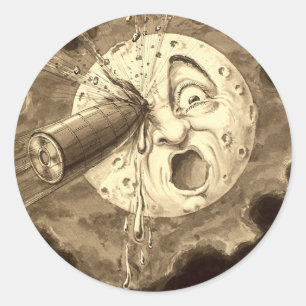 Voyage to the Moon 1902 illustration Classic Round Sticker