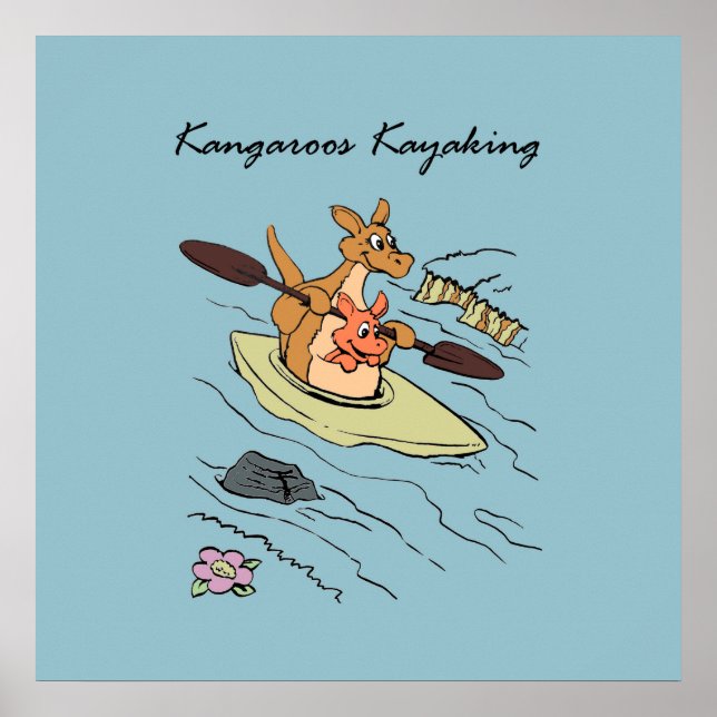 Voyage Travel Kangaroo Blue Cartoonish Poster (Front)