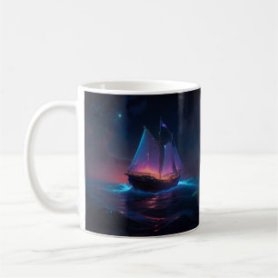 Voyage Under a Radiant Moonlit Sky Coffee Mug