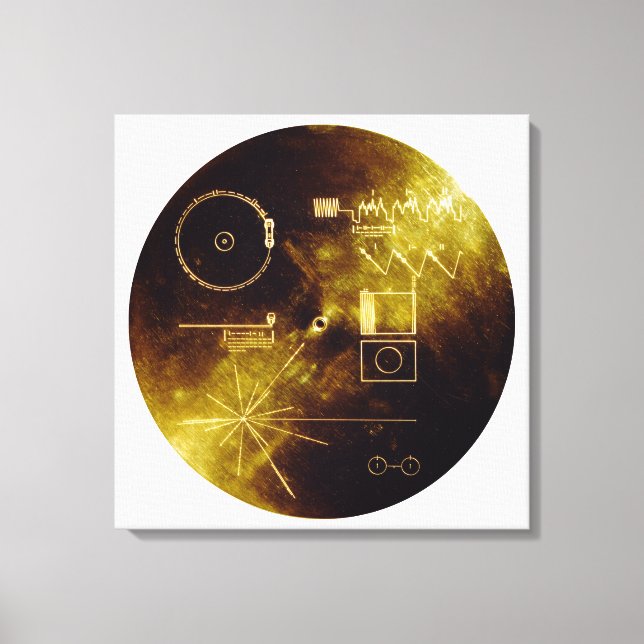 Voyager 1 + 2 Sounds of Earth Record Gold Cover Canvas Print (Front)