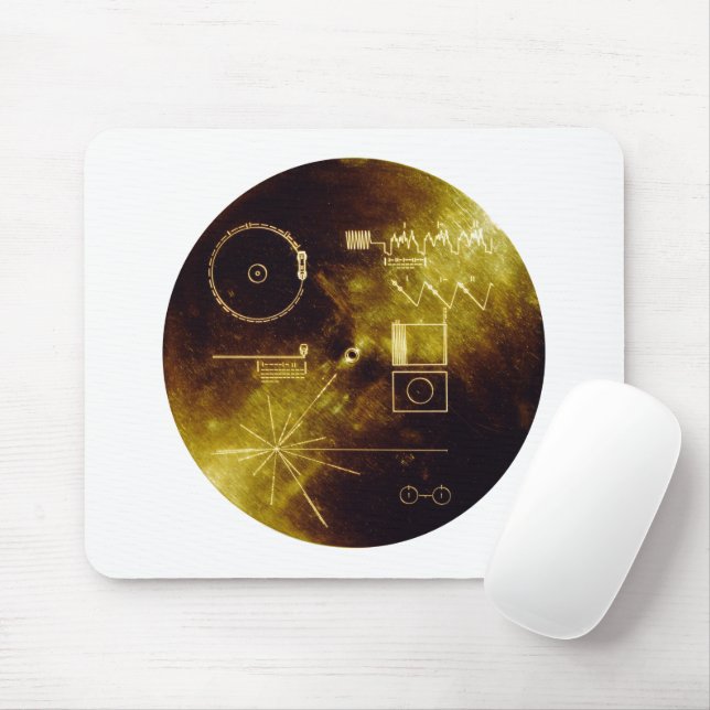 Voyager 1 + 2 Sounds of Earth Record Gold Cover  Mouse Mat (With Mouse)