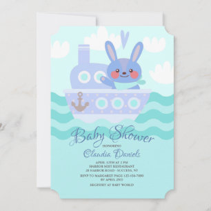Voyager Bunny Shower Invitation Blue