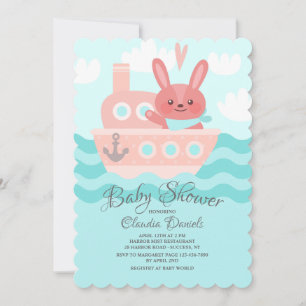 Voyager Bunny Shower Invitation Pink