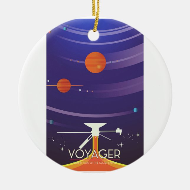 Voyager Grand Tour Science poster Ceramic Tree Decoration (Front)
