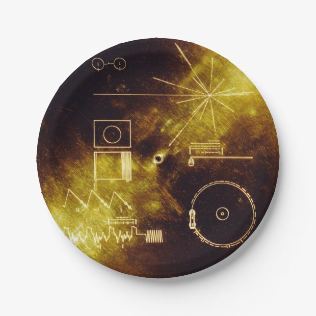 Voyager Spacecraft Golden Record Cover Paper Plate (Front)