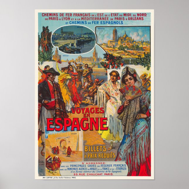 Voyages en Espagne Vintage Poster 1920s (Front)