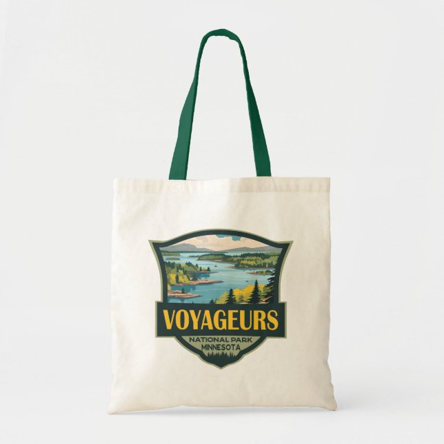 Voyageurs National Park Illustration Retro Badge Tote Bag (Front)