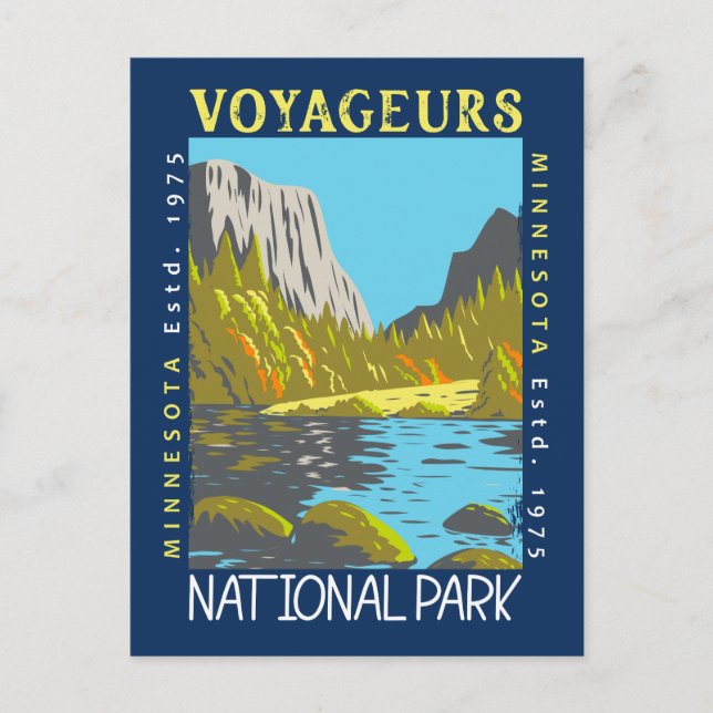 Voyageurs National Park Minnesota Retro Distressed Postcard (Front)