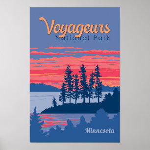 Voyageurs National Park Rainy Lake Illustration Poster