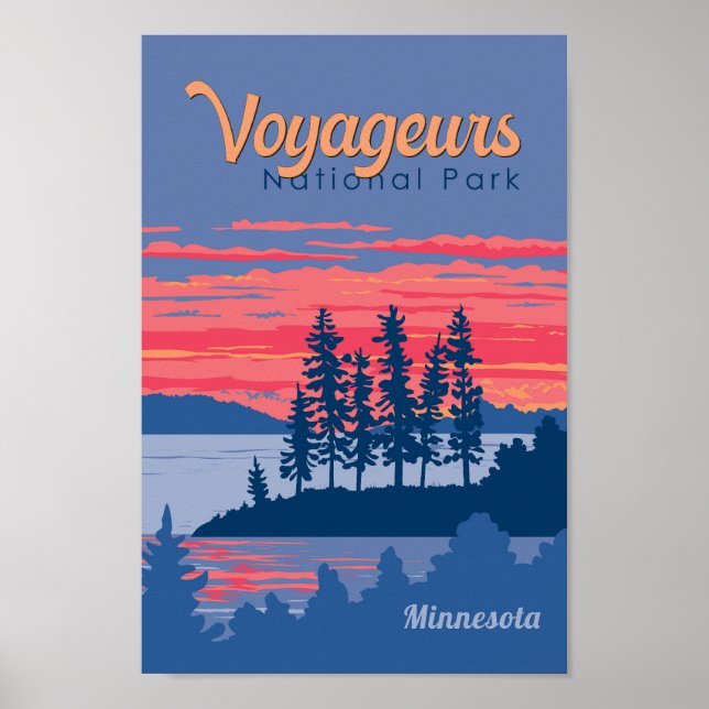 Voyageurs National Park Rainy Lake Illustration Poster (Front)
