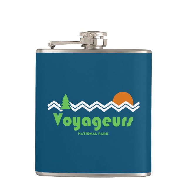 Voyageurs National Park Retro Hip Flask (Front)