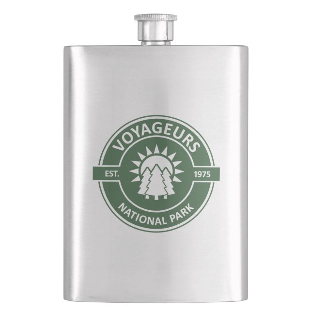 Voyageurs National Park Sun Trees Hip Flask (Front)