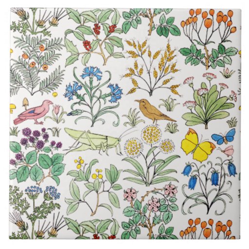 Image of Voysey Apothecary's Garden Art Tile Trivet
