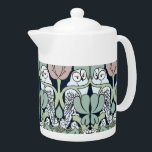 Voysey Art Nouveau Owls Nest Pattern Teapot<br><div class="desc">Add some Arts and Crafts charm to your table with this charming Voysey owl teapot. I love the nests filled with chirping little owlets! The small version would be just the ticket for serving espresso coffee after dinner. The Owl pattern is at once elegant and playful, featuring pairs of owls...</div>