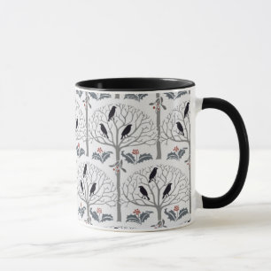 Voysey Rook and Holly Pattern Christmas Coffee Mug