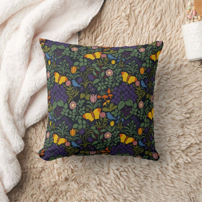 Voysey's Garden Graphite Background Cushion (Blanket)