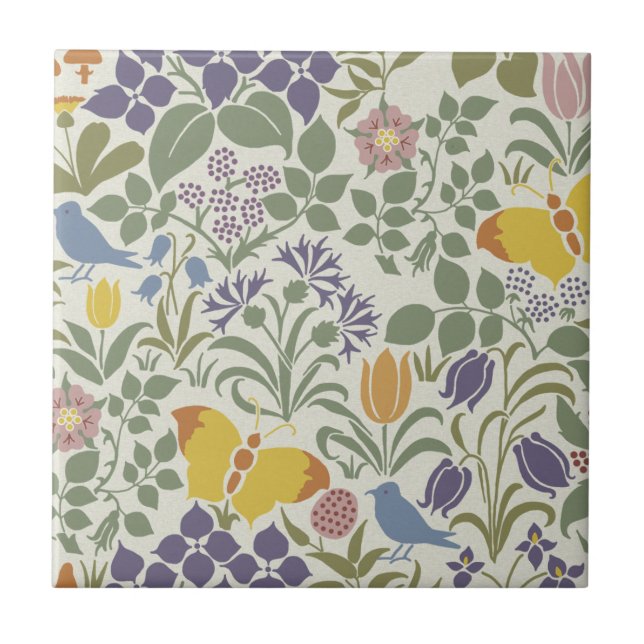 Voysey's Wildflowers Tile (Front)