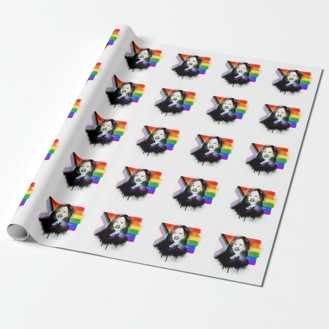 VP Kamala Harris LGBTQ Progress Pride Graffiti Wrapping Paper (Unrolled)