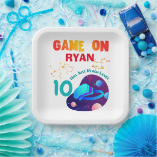 VR Birthday Boy Gamer Party Group Matching Paper Plate
