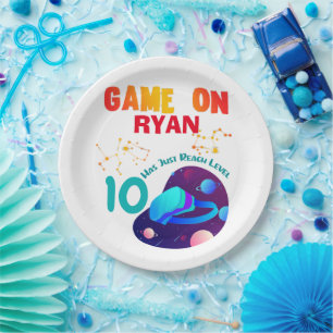 VR Birthday Boy Gamer Party Group Matching Paper Plate