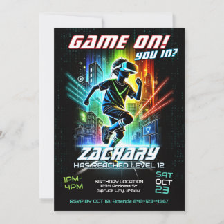 VR Birthday Invitation Gaming Party Invite