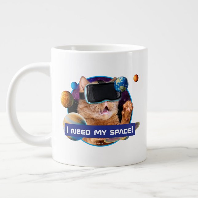 VR Cat In Space Large Coffee Mug (Left)