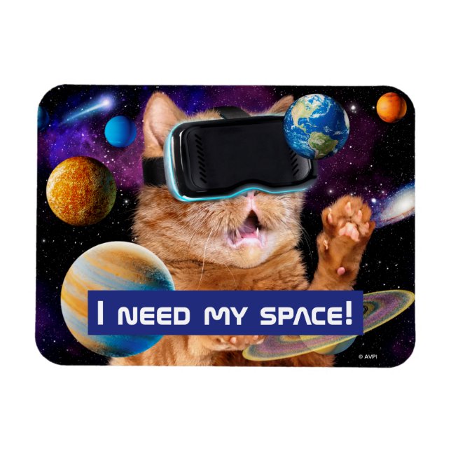 VR Cat In Space Magnet (Horizontal)