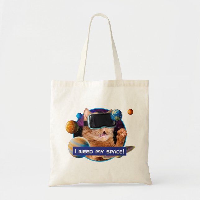VR Cat In Space Tote Bag (Front)