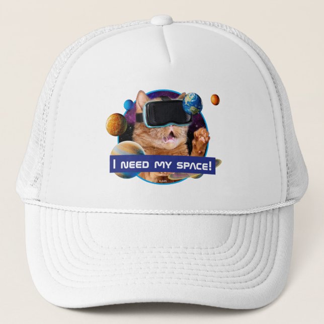 VR Cat In Space Trucker Hat (Front)
