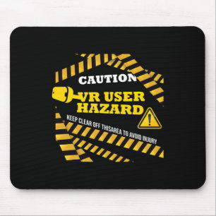 Vr Console Virtual Reality Caution Hazard Pc Nerd  Mouse Mat