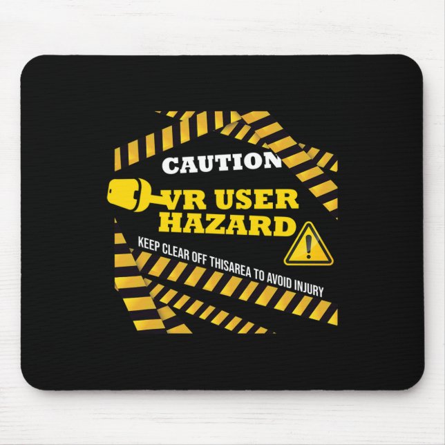 Vr Console Virtual Reality Caution Hazard Pc Nerd  Mouse Mat (Front)