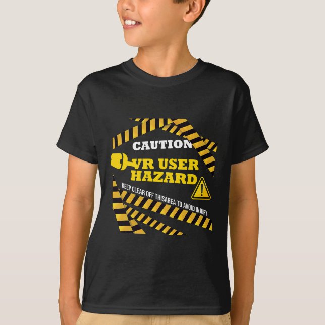 Vr Console Virtual Reality Caution Hazard Pc Nerd  T-Shirt (Front)