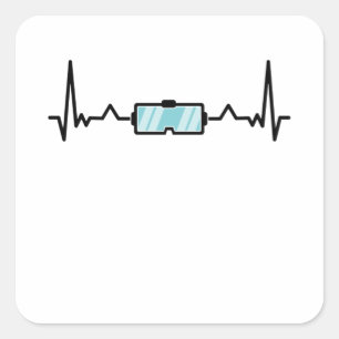 VR Gift Virtual Reality Gamer Heartbeat Square Sticker