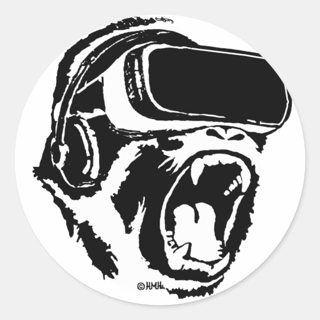 VR Gorilla Classic Round Sticker (Front)