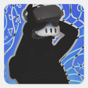 VR Headset Gaming Time Dynamic Background Square Sticker