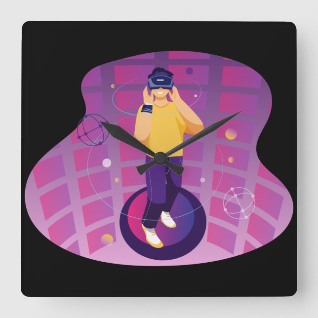 VR Sport  Square Wall Clock (Front)