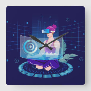 VR Sport Square Wall Clock
