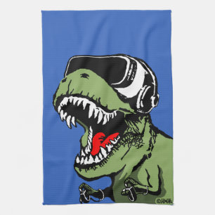 VR T-rex Tea Towel