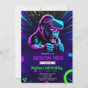 VR tag gorilla birthday invitation