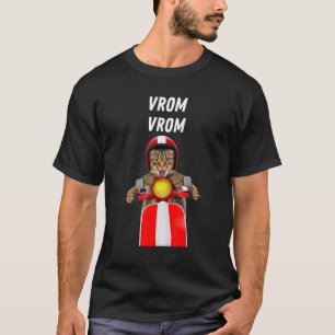 Vrom Vrom Crazy Cat Motorcycle Racing Cool Feline T-Shirt