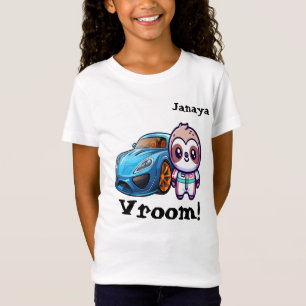 "Vroom" Race Car Sloth Kawaii Custom Girl's  T-Shirt