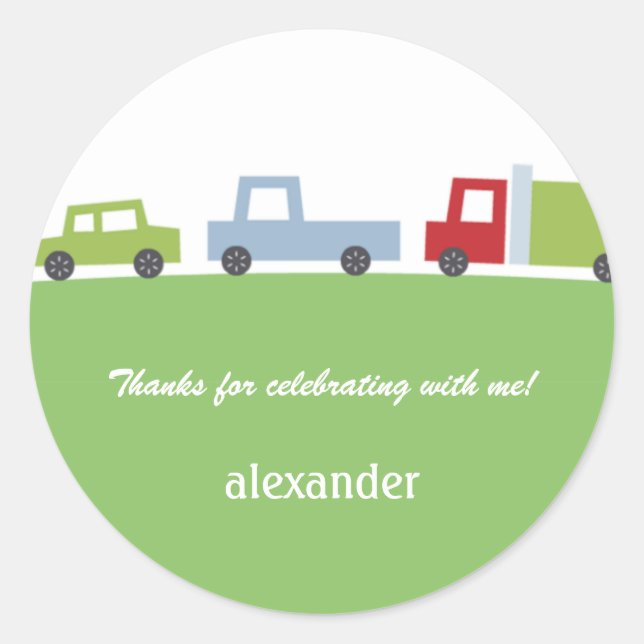 Vroom Vroom Cars Favour Sticker or Envelope Seal (Front)