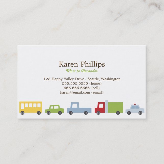 Vroom Vroom Cars Mummy Cards (Front)