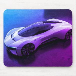 Vroom, Vroom Futuristic Sports Car on a Computer Mouse Mat